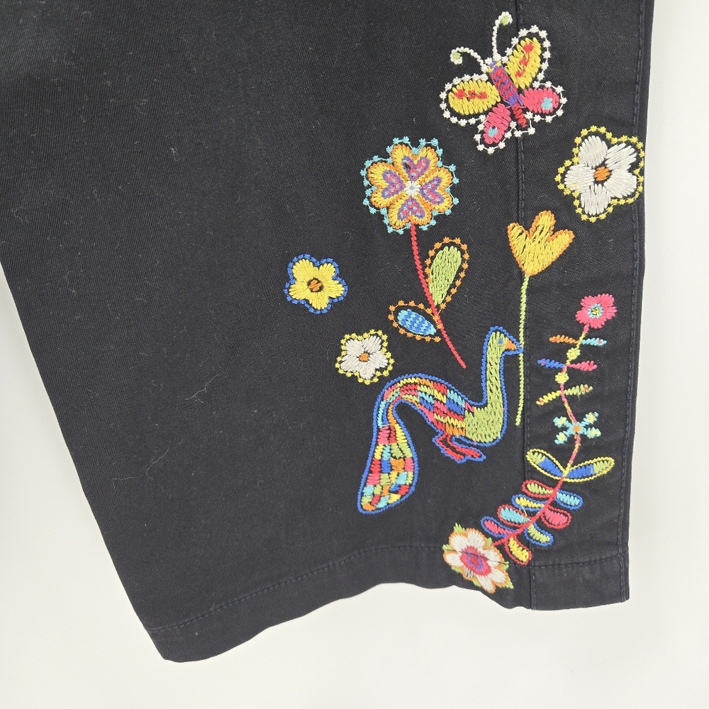 Johnny Was Pants Black‎ Embroidered Cargo Crop - Picture 8 of 15